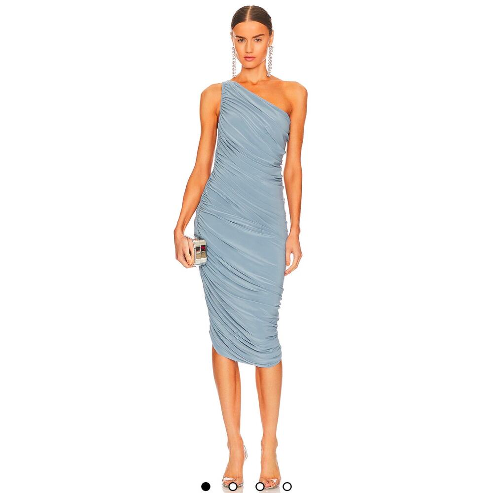 Norma Kamali Sky Blue Asymmetric Midi Dress- NWT